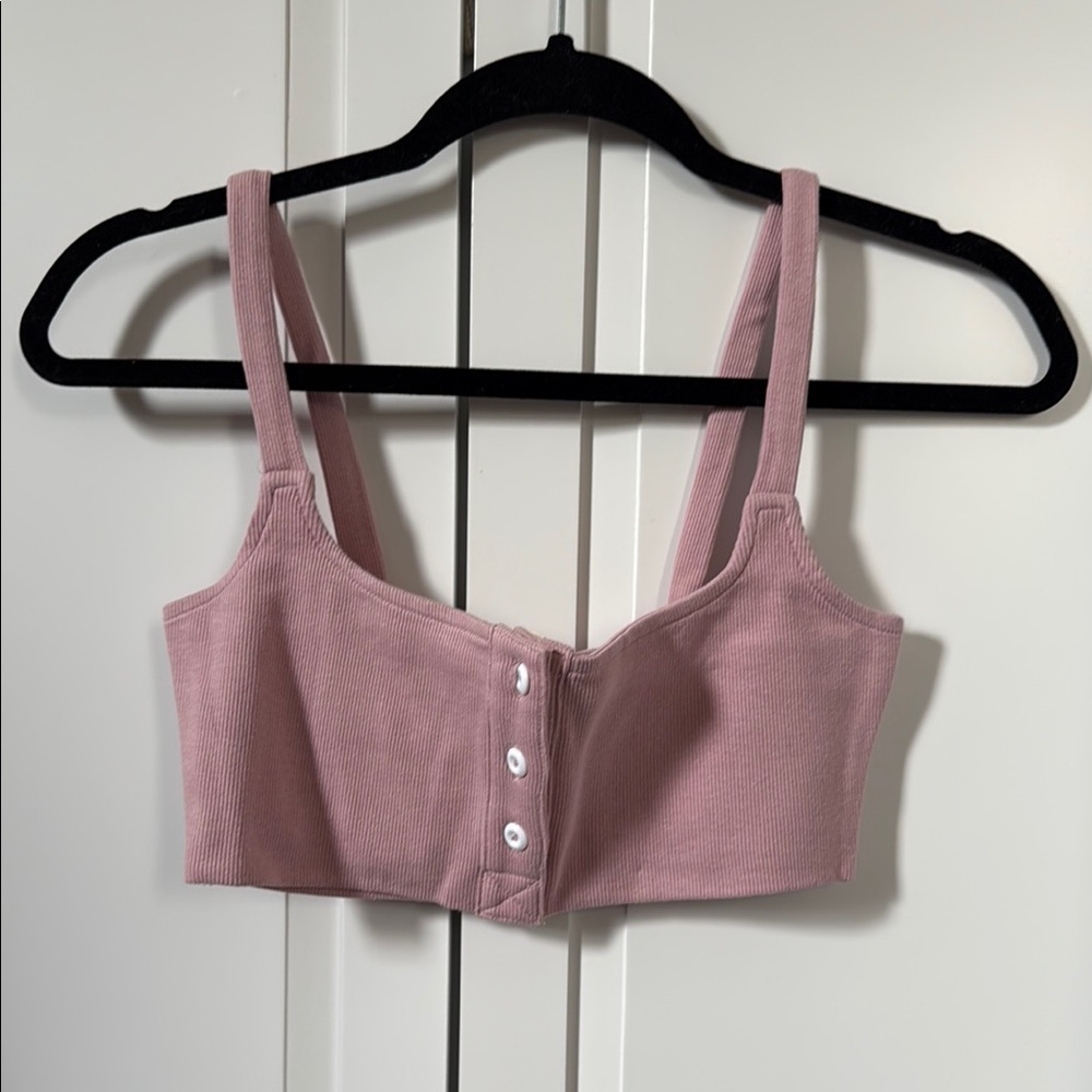 Dusty Pink Ribbed Crop Top
